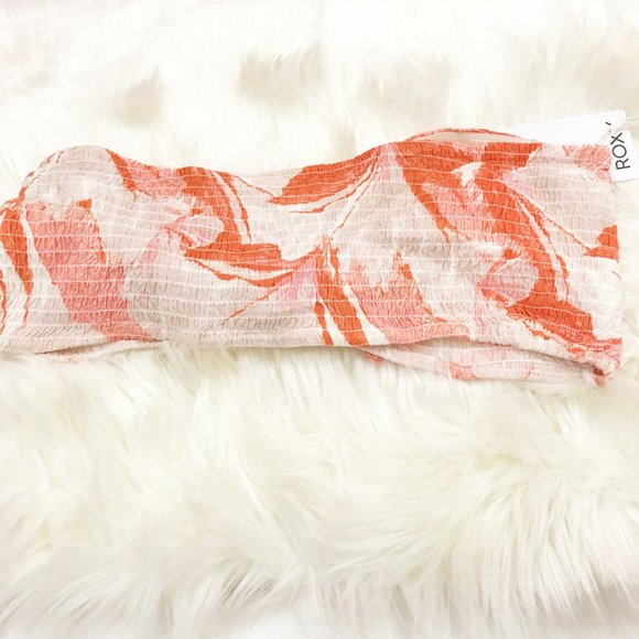 Roxy Honey Knotted Smocked Bandeau Crop Top - Picture 3 of 4